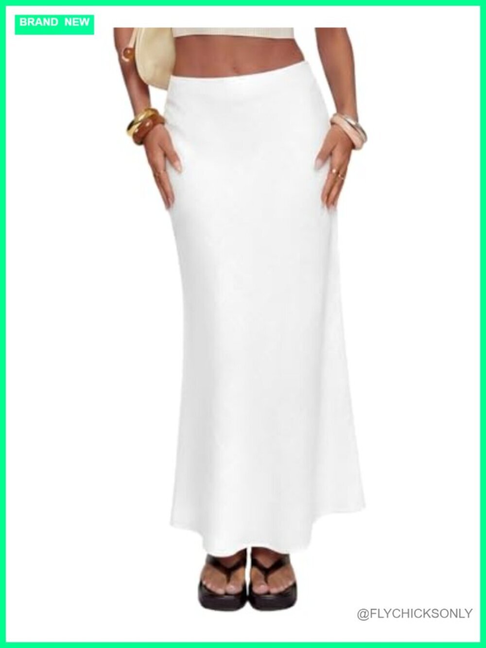 Linen Blend Maxi Skirt High Waisted Elastic Pull On Summer Casual
